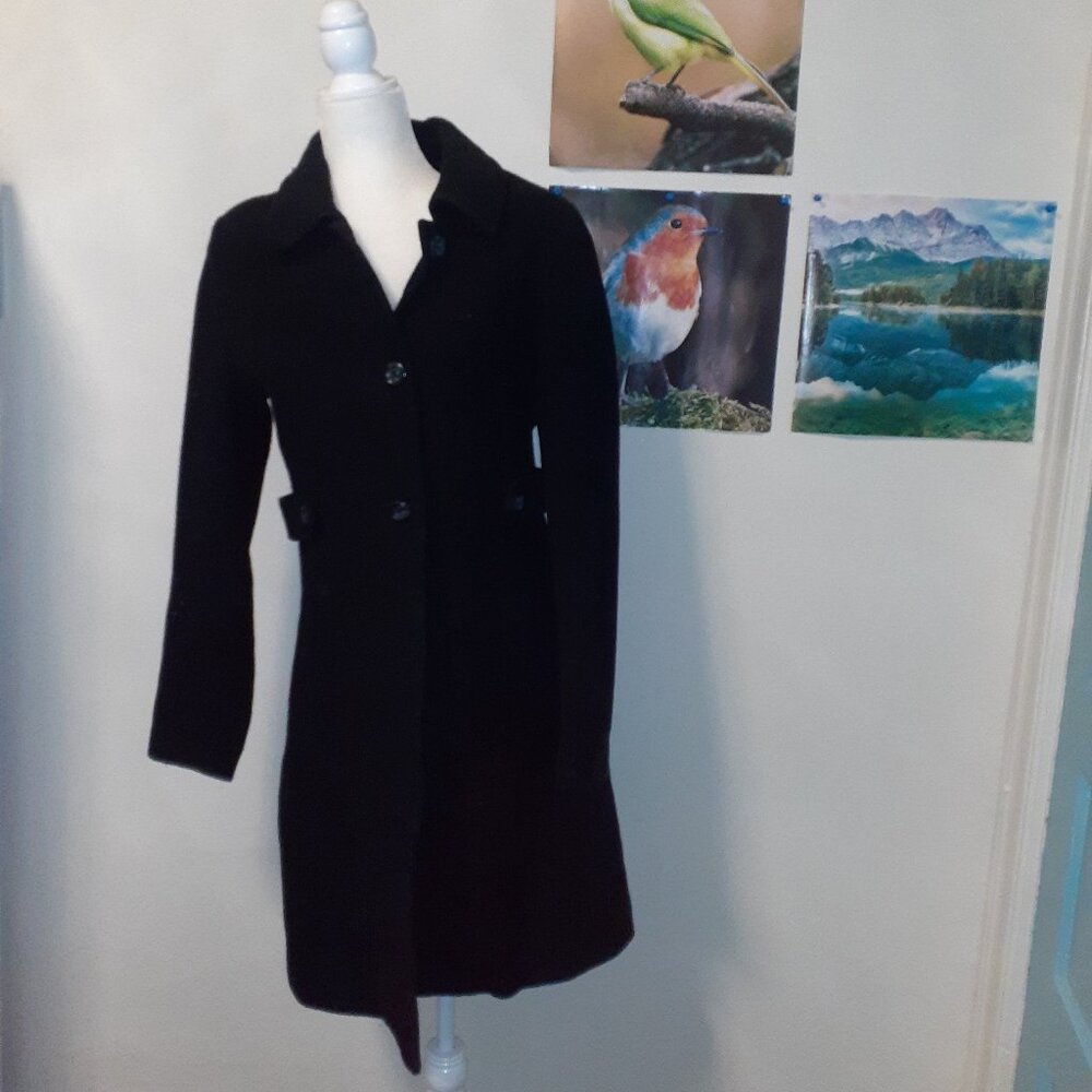 BGSD BLACK BUTTON UP PEA COAT- M